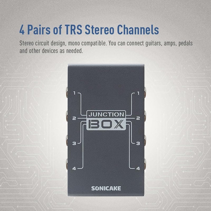 SONICAKE Junction Box - TRS Stereo 4 Channels Organization Line Guitar Bass Effects Pedal, True Bypass - Image 1